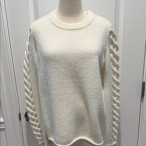 Philosophy Cream Sweater with Braided bell sleeves. Size S new without tag.